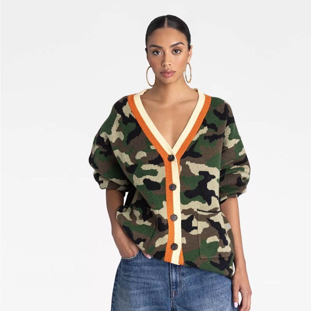 KBB BY KAHLANA women’s The Slouchy Cardigan Olive Camo XS